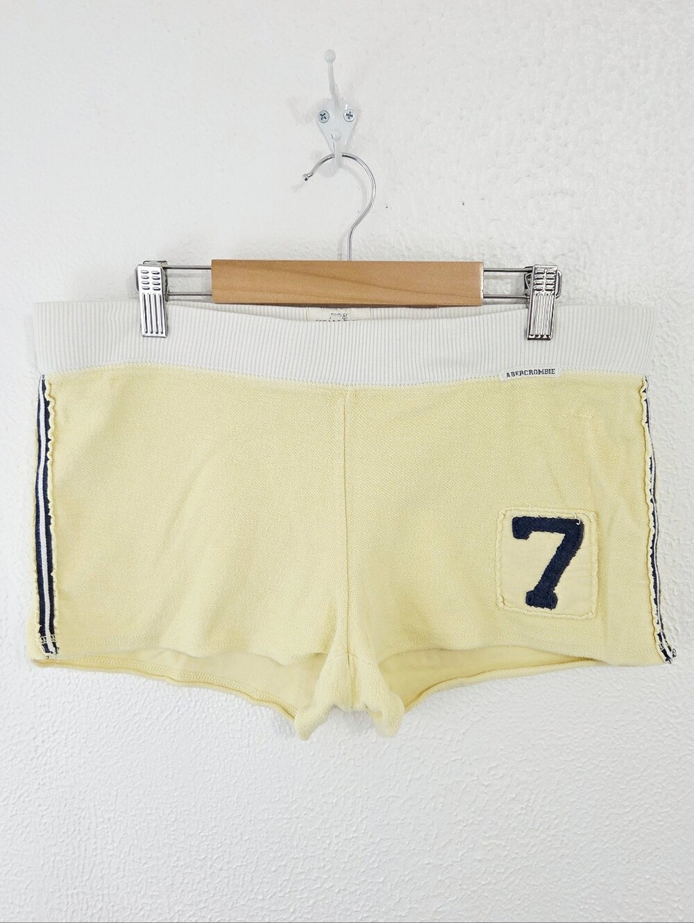 Abercrombie & Fitch Vintage Y2K Knit Track Shorts butter yellow 2000s Size Small - Picture 1 of 6